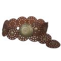 3 1/2" (90 mm) Wide Ladies Wide Boho Disc Concho Leather Belt, Tan | S - 39 END-TO-END