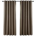 QINUO HOME Weave Texture Home Fashion Window Fully Lined Thermal Insulated Eyelet Curtains Blackout Window Curtains for Kitchen Curtains, Set of 2 Panels,66 inch wide by 72 inch long,Stone