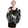 BEAUTELICATE Faux Fur Wrap Shawl Women’s Long Cape Bridal Shrug for Winter Wedding Evening (5 Colors), , Black Gray Fox