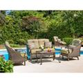 Alcott Hill® Craighead 4 Piece Rattan Sofa Seating Group w/ Cushions Synthetic Wicker/All - Weather Wicker/Wicker/Rattan in Brown | Outdoor Furniture | Wayfair