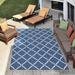 Blue/Navy 63 x 0.25 in Indoor/Outdoor Area Rug - Red Barrel Studio® Geometric Navy Blue/White Indoor/Outdoor Area Rug Polyester | Wayfair