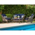 Alcott Hill® Craighead 4 Piece Rattan Sofa Seating Group w/ Cushions Synthetic Wicker/All - Weather Wicker/Wicker/Rattan in Blue | Outdoor Furniture | Wayfair