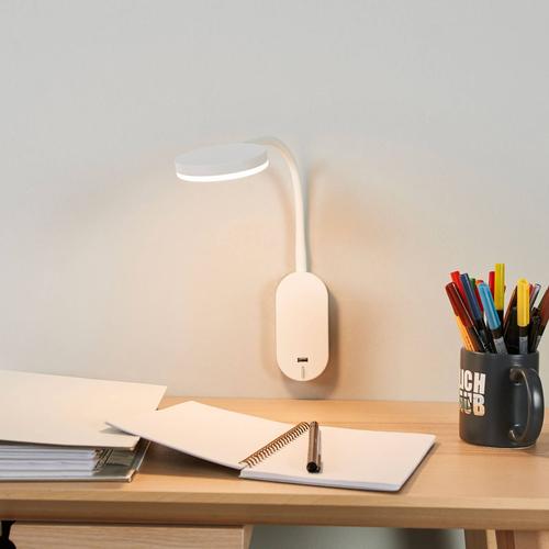 Flexarm-LED-Wandleuchte Milow mit USB-Anschluss