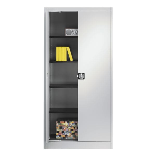 Stahlschrank mit Einschwenktüren grau, mauser, 95x195x42 cm