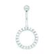 14ct White Gold CZ Cubic Zirconia Simulated Diamond 14 Gauge Dangling Circle Body Jewelry Belly Ring Measures 30x16mm Jewelry Gifts for Women