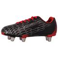Optimum Senior Viper Razor Rugby Boots - Sturdy Material, Moulded Studs, Easy Fasten Lace-Up Rugby Boots - Lightweight, Flexible and Comfortable Fit Mesh Lining Boots - Black/Silver/Red, Size 7