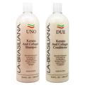 LA-BRASILIANA UNO Keratin After Treatment Shampoo + DUE Conditioner Combo Set, 1 Liter each