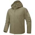 TACVASEN Lightweight Men's Casual Jacket Waterproof Softshell Walking Jacket Fleece Tactical Coats Thermal Winter Jackets Khaki L