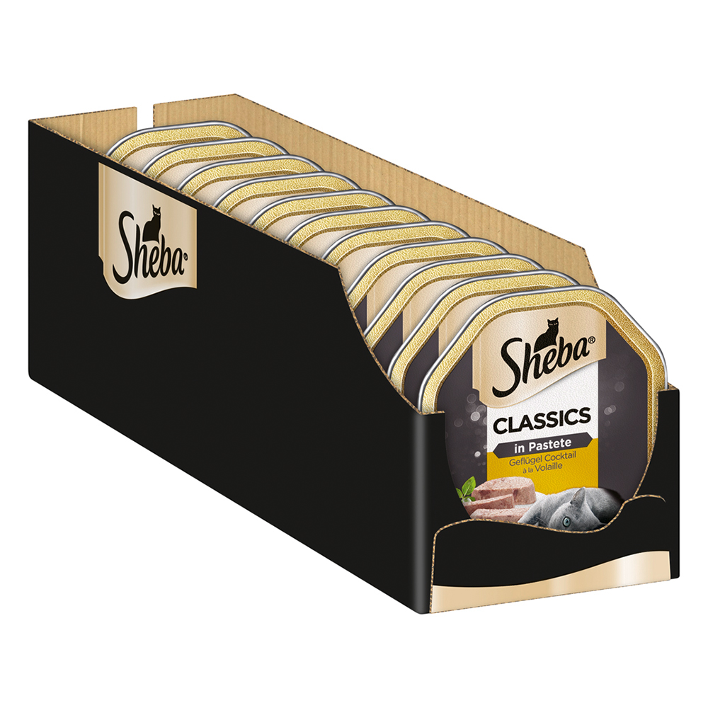 Sheba Vaschette 44 x 85 g Umido per gatto - Paté Classic - Cocktail di Carni Bianche