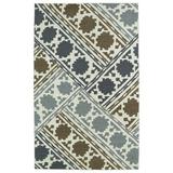 Blue/Brown 96 x 0.13 in Indoor Area Rug - Ebern Designs Dolton Geometric Wool Area Rug Wool | 96 W x 0.13 D in | Wayfair EBND7634 41112326