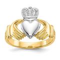 14ct Mens Two Tone Solid Polished Open back Gold Irish Claddagh Celtic Trinity Knot Ring Size R 1/2 Jewelry Gifts for Men