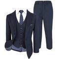 524 Polka-SLM-NVY HNK Cocktail Italian Design All in One Boys Suits 6 Piece Formal Wedding Complete Set in Navy Blue Age 6 Years