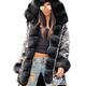 Roiii UK Women Faux Fur Thick Hood Parka Jacket Camouflage Winter Coat Size 8-20 (16-18, Black)
