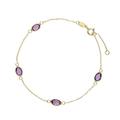 jewellerybox 9ct Gold & Purple CZ Crystal Bracelet 6.5 Inches w 0.5 Inch Extender