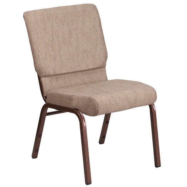 Flash Furniture FD-CH02185-CV-BGE1-GG Hercules Series Beige 18 1/2" Church Chair with Copper Vein Frame