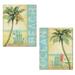 Tropical Beach and Ocean Palm Tree and Adirondeck Chair Print Set by Daphne Brissonnet; Coastal Decor; Two 11x14in Paper Posters