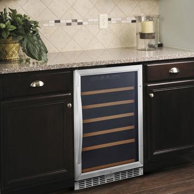 Eurodib USF54S Single Section 57-Bottle Single Temperature Full Glass Door Undercounter Wine Refrigerator