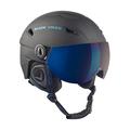 Black Crevice Adults Ski Helmet with Visor, Unisex, Skihelm, schwarz/blau, XS