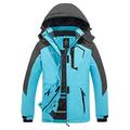 Wantdo Women's Water Resistant Mountain Ski Jacket Outdoor Hooded Windbreaker Jackets Thermal Fleece Coat Windproof Hiking Coat Moonblue XXL