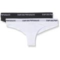 Emporio Armani Women's 163337CC317 String Thong (Pack of 2), Multicolour (White/Black 00911), S (Manufacturer Size: 38)