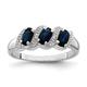925 Sterling Silver Polished Open back Rhodium Sapphire and Diamond Ring Size P 1/2 Measures 2mm Wide Jewelry Gifts for Women