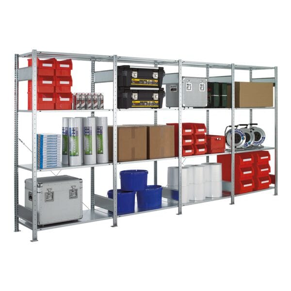 SCHULTE Lagertechnik Steckregal - Anbauregal, 100 x 50 x 250 cm, verzinkt grau, 250x50 cm