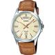 Casio #MTP1381L-9AV Men's Classic Leather Band 50M Day Date Gold Dial Watch