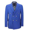 Mens Classic Fitted Double Breasted Black Blue Blazer Gold Buttons Vintage Jacket,Royal Blue,Chest UK 40 EUR 50