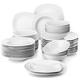 MALACASA Dinner Sets, 48-Piece Porcelain Plates and Bowls Set with 12-Piece Bowls/Dinner Plates/Dessert Plates/Deep Dinner Plates, Service for 12, Series Elisa, Light Grey White