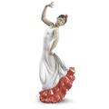 NAO Spanish Art Woman Figure in White-Red Glossy Porcelain. Porcelain Spanish Dancer Decorative Figure