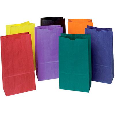 Pacon 0072140 6" x 3 5/8" x 11" Assorted Rainbow Color 6 lb. Uncoated Kraft Paper Bag - 28/Pack
