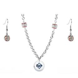 Tampa Bay Rays Crystals from Swarovski Baseball Necklace & Earrings