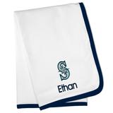 White Seattle Mariners Personalized Baby Blanket