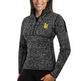 Women's Antigua Black Cal State Long Beach The Fortune 1/2-Zip Pullover Sweater