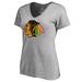 Women's Fanatics Branded Ash Chicago Blackhawks Primary Logo T-Shirt