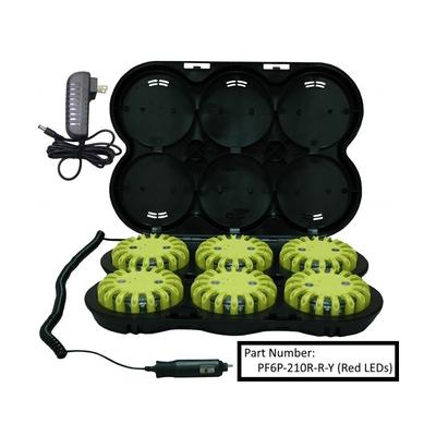 Powerflare 6-Pack Rechargeable PowerFlare System Magnetic Green LEDs Black Shell PF6P-210RM-G-BK