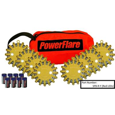 Powerflare 8-Pack PowerFlare Soft Pack Magnetic Red/Blue LEDs Tan Shell SP8M-RB-T