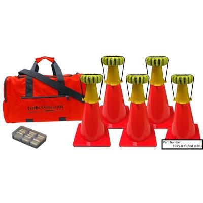 Powerflare 5-Position PowerFlare Traffic Control Kit Red/Blue LEDs Orange Shell TCK5-RB-O