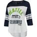 Women's G-III 4Her by Carl Banks White/Navy Seattle Seahawks First Team 3/4-Sleeve Mesh T-Shirt