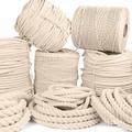 Golberg 100% Natural Cotton Rope - 5/32 3/16 7/32 1/4 5/16 3/8 1/2 5/8 3/4 1 1-1/4 and 1-1/2 Inch Diameters - Twisted White Cotton Rope - Several Lengths to Choose From