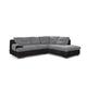 Mivano Ecksofa Coast / Große Sofagarnitur in L-Form mit Ottomane rechts / 264 x 88 x 217 / Materialmix: Grau/Schwarz