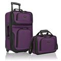 U.S. Traveler Rio Rugged Fabric Expandable Carry-on Luggage Set, Purple, 2 Wheel, Rio Rugged Fabric Expandable Carry-on Luggage Set