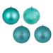 Vickerman 445471 - 6" Teal Ball Christmas Tree Ornaments (4 pack) (N591542DA)