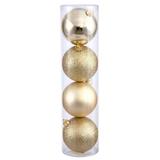 Vickerman 487204 - 10" Honey Gold 4 Assorted Finish Ball Christmas Tree Ornament (Set of 4) (N592537DA)