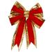 Vickerman 235348 - 16" x 19" Red Structured Bow Gold Trim (L696519) Indoor Christmas Bows
