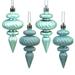 Vickerman 480168 - 4" Baby Blue 4 Assorted Finish Finial Christmas Tree Ornament (Set of 8) (N500032)