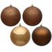 Vickerman 485606 - 6" Mocha 4-Finish Ball Christmas Christmas Tree Ornament (Set of 4) (N591576DA)