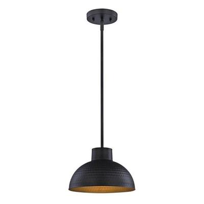 Westinghouse 63099 - 1 Light Hammered Oil Rubbed Bronze Gold Interior Pendant (1Lt Mini Pend ORB w/ORB Shde w/Stem)