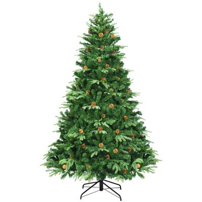 Costway 7.5 ft Artificial Christmas Tree with LED Lights and Pine Cones