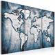 murando Canvas Wall Art World Map 120x80 cm / 48"x32" 3 pcs. Non-woven Canvas Prints Image Framed Artwork Painting Picture Photo Home Decoration - Continents Map Blue k-A-0067-b-c